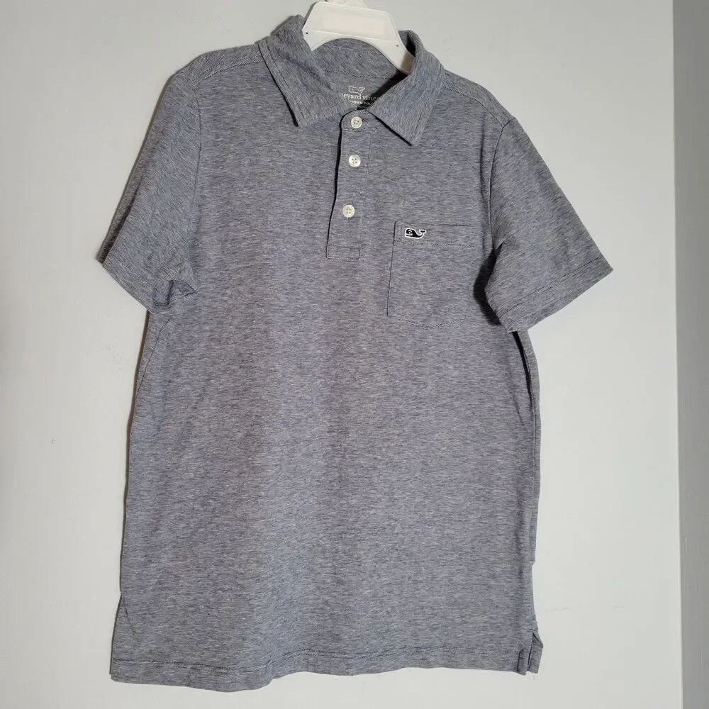 Vineyard Vines Boys Navy Blue Edgartown Polo Blue Whale Shirt Sleeve Size S 8/10
